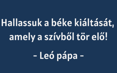 Arra hívok mindenkit, hogy csatlakozzon hozzám a békéért rendezett imavirrasztáson! (Leó pápa)